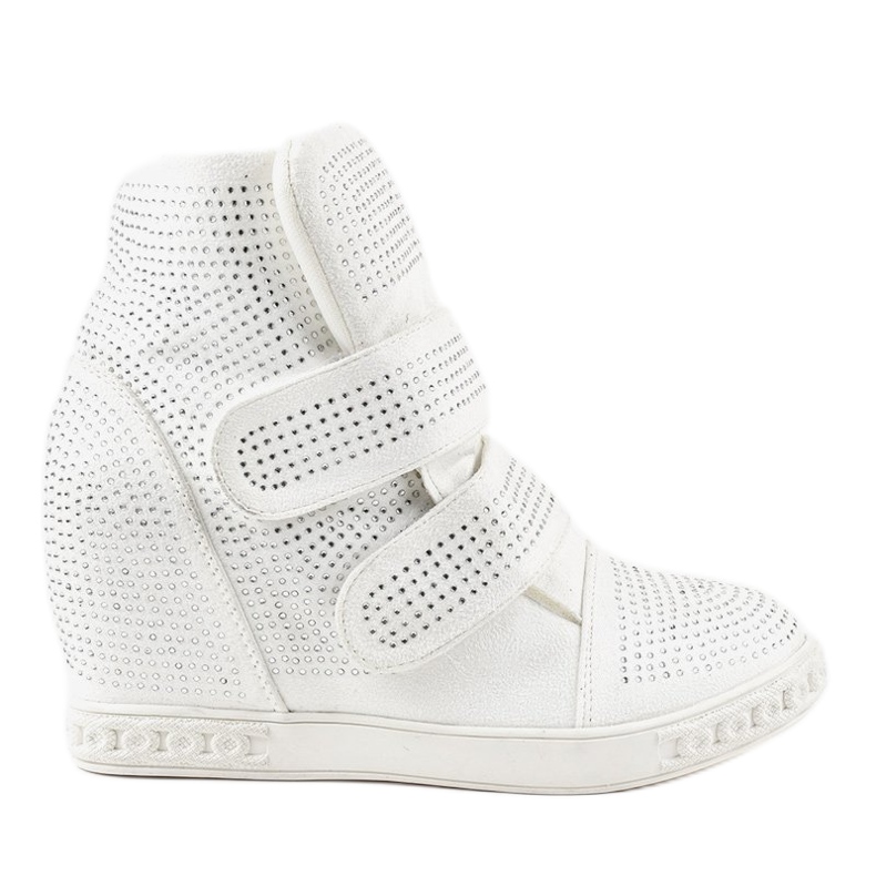 Zapatillas de cuña blancas con tachuelas KLS-112-3 blanco