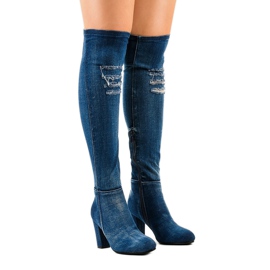Botas de mezclilla desgastadas HX15135-96 azul marino