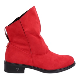 Botas con parte superior arrugada rojo 6672 Rojo