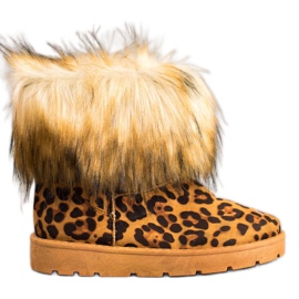 SHELOVET Mukluki con estampado de leopardo de piel marrón multicolor