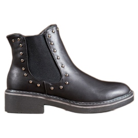 SHELOVET Botas con diamantes de imitación negro