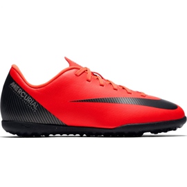 Calzado de fútbol Nike Mercurial Vapor X 12 Club Gs CR7 Tf Jr AJ3106 600 multicolor rojo