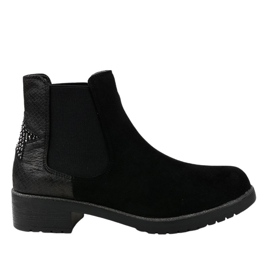 Botines planos de ante negro con estrella SHN2221