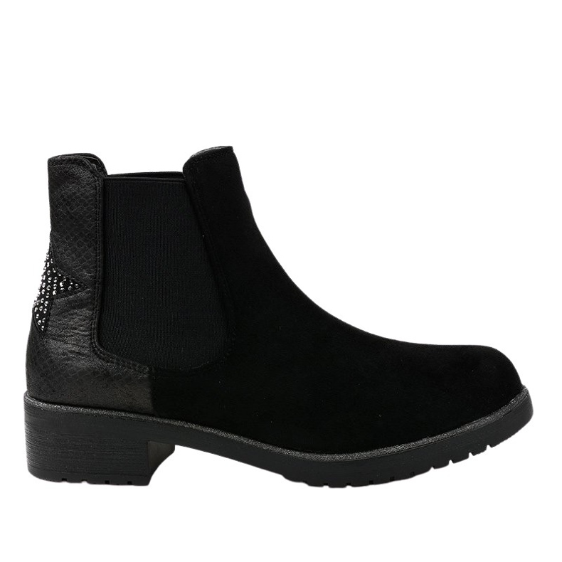 Botines planos de ante negro con estrella SHN2221