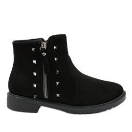 Botines planos de mujer negros con pelo CH-26