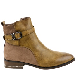 Botas caqui de tacón plano con hebilla 3332 Botas caqui de tacón plano con hebilla 3332