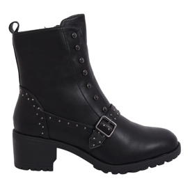 Botas negras con tacones anchos negro 1003-1 Negro