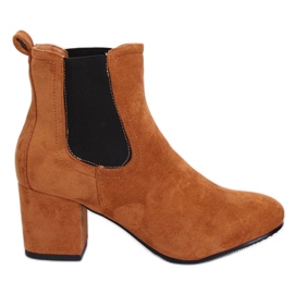 Botines chelsea tacones altos camel 2208-132 camel marrón