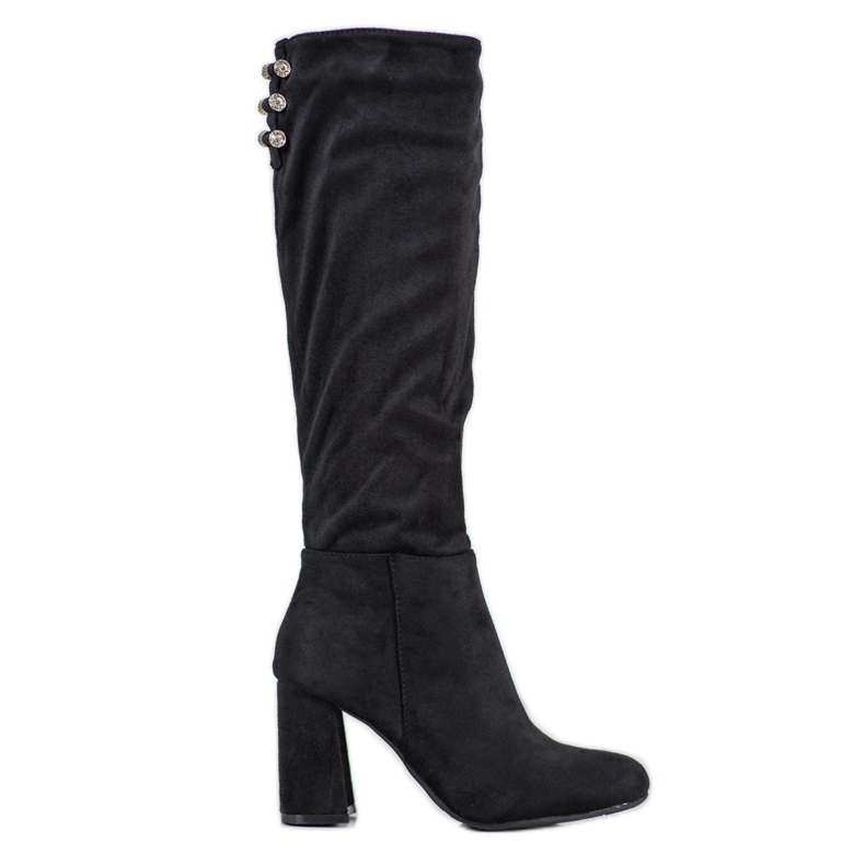 SHELOVET Botas de ante con circonita cúbica negro