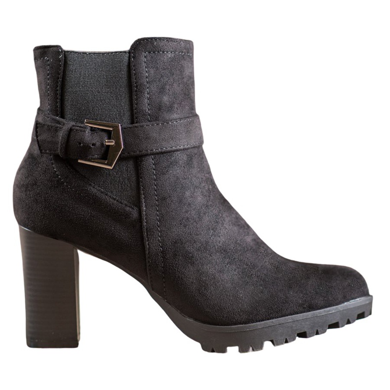 SHELOVET Botines de ante en la plataforma negro