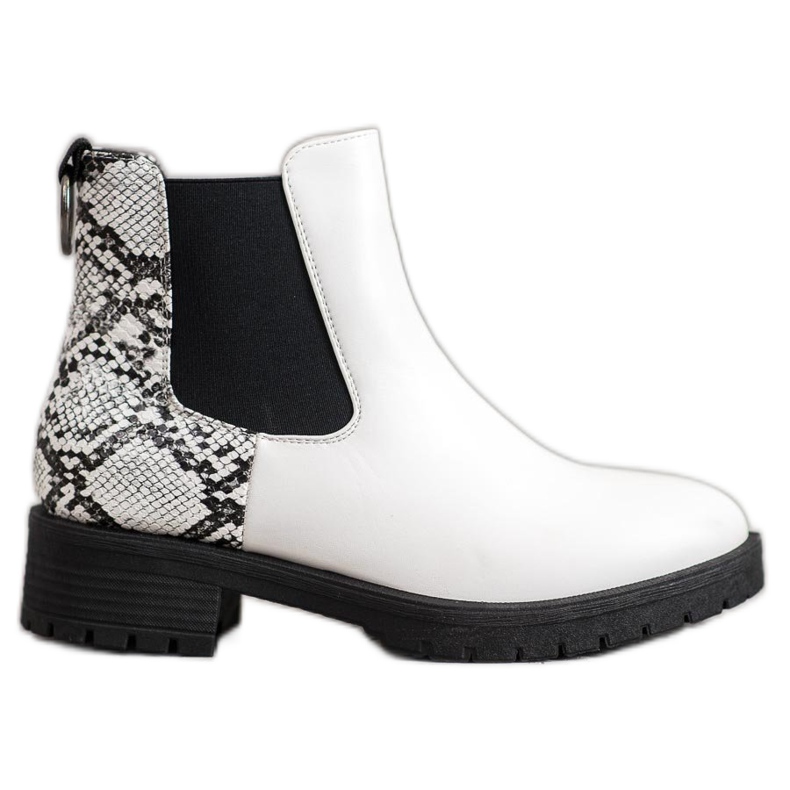 Erino Botines Chelsea altos con estampado de serpiente blanco Erino Botines Chelsea altos con estampado de serpiente blanco