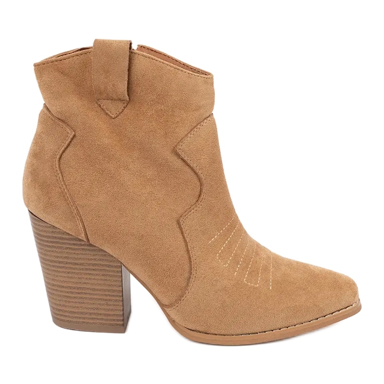 Botas cowboy camel con tacón alto beige