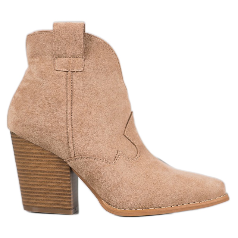 Bella Paris Botas de vaquero de gamuza en el pilar beige