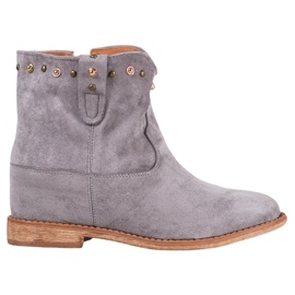 Bella Paris Botas camperas de ante con jets gris Bella Paris Botas camperas de ante con jets gris