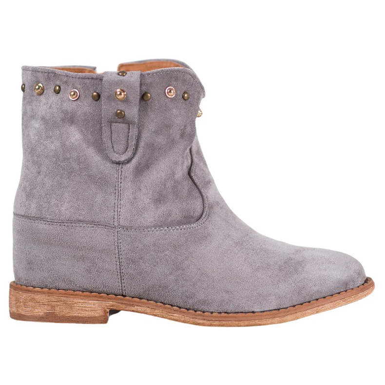 Bella Paris Botas camperas de ante con jets gris