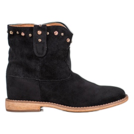 Bella Paris Botas camperas de ante con jets negro