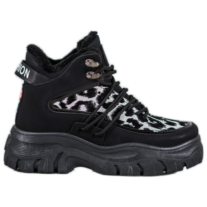 SHELOVET Zapatillas con estampado de leopardo negro