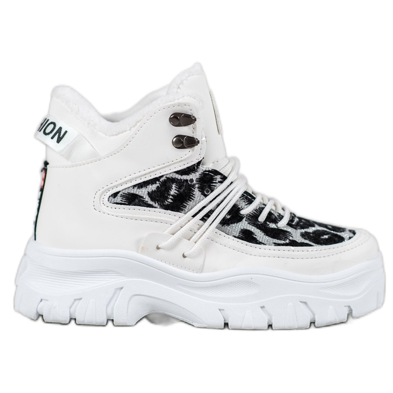 SHELOVET Zapatillas con estampado de leopardo blanco