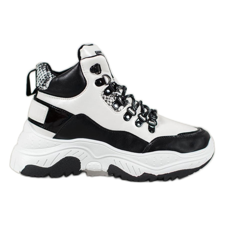 Bella Paris Zapatillas de deporte con cordones de moda blanco negro