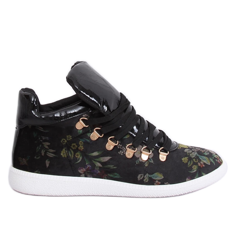 Zapatillas de terciopelo K1834206 Flores negro multicolor