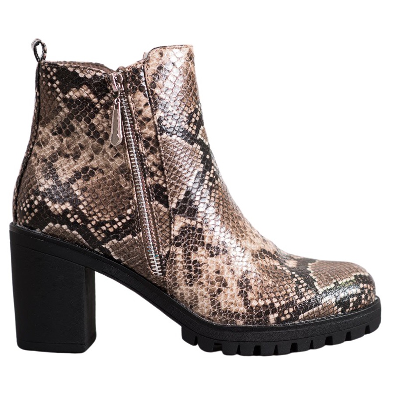 Seastar Botas de plataforma con estampado de serpiente marrón multicolor
