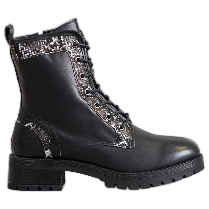 Seastar Trabajadores con cordones Estampado de serpiente negro Seastar Trabajadores con cordones Estampado de serpiente negro