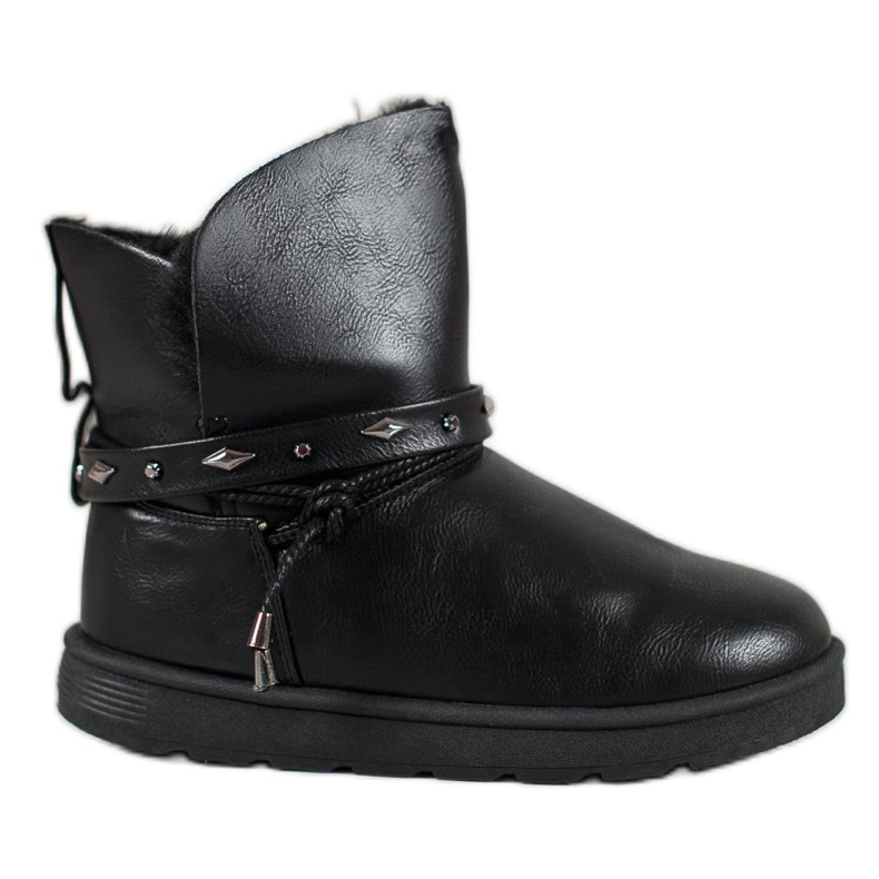 SHELOVET Mukluki con cuero ecológico negro