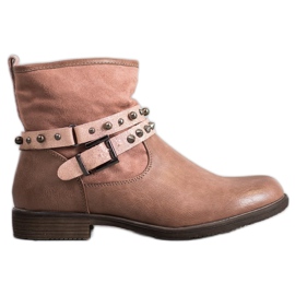 SHELOVET Botines rosas con pedrería