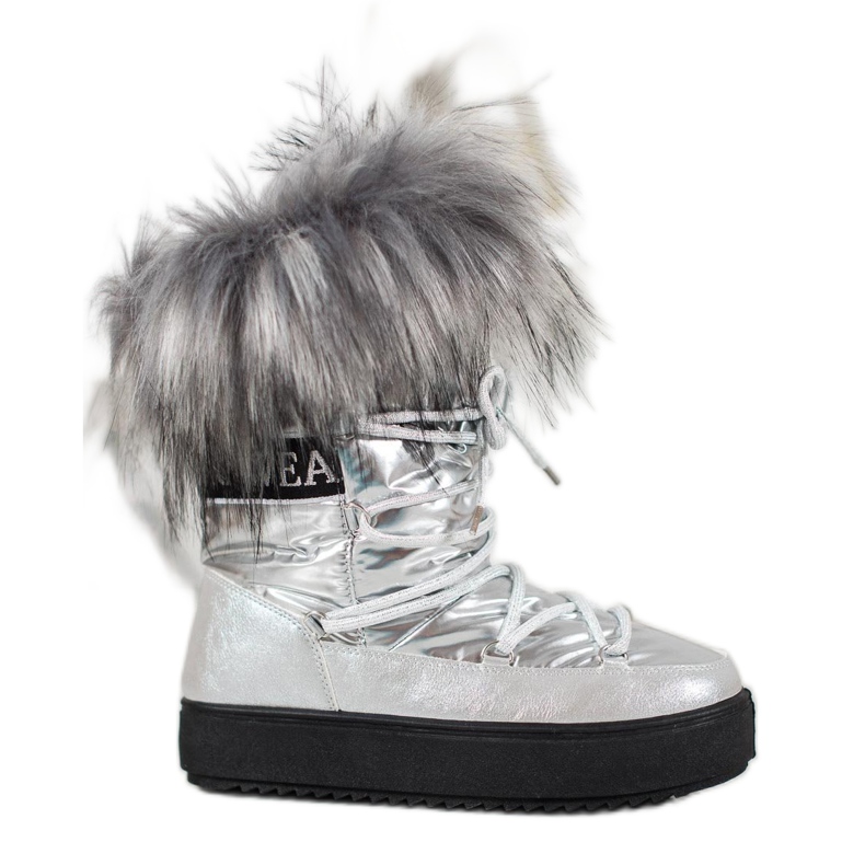 Bella Paris Botas de nieve cálidas con pelo gris Bella Paris Botas de nieve cálidas con pelo gris