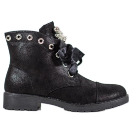 Bella Paris Botas con lazo decorativo negro