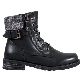 J. Star Botas con cordones con cuero ecológico negro J. Star Botas con cordones con cuero ecológico negro