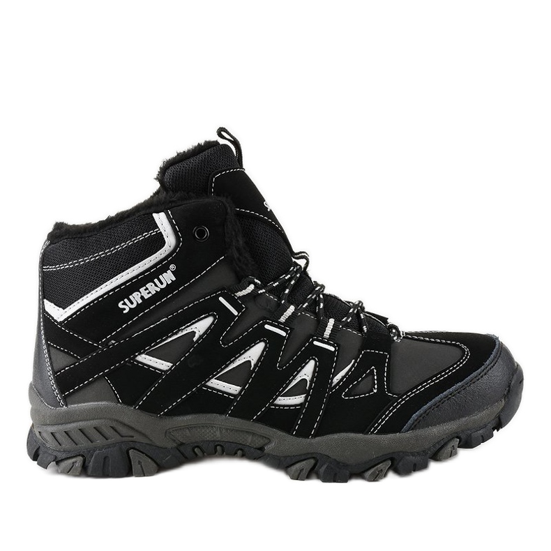 Botas de montaña negras sólidas y aisladas para hombre 6282 negro gris
