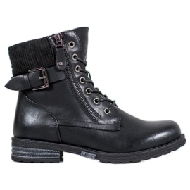 J. Star Botas con cordones con cuero ecológico negro J. Star Botas con cordones con cuero ecológico negro