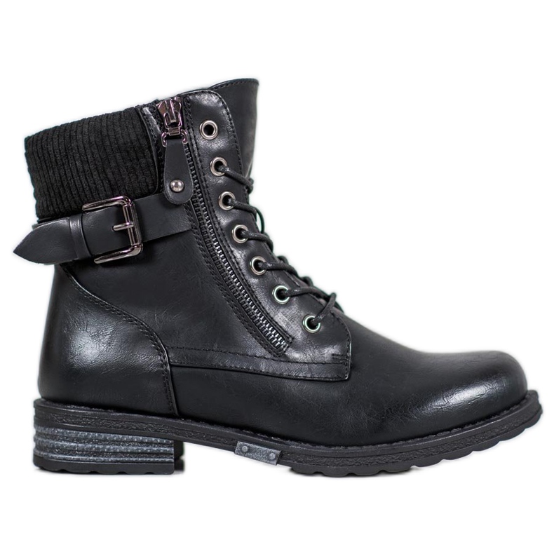 J. Star Botas con cordones con cuero ecológico negro J. Star Botas con cordones con cuero ecológico negro