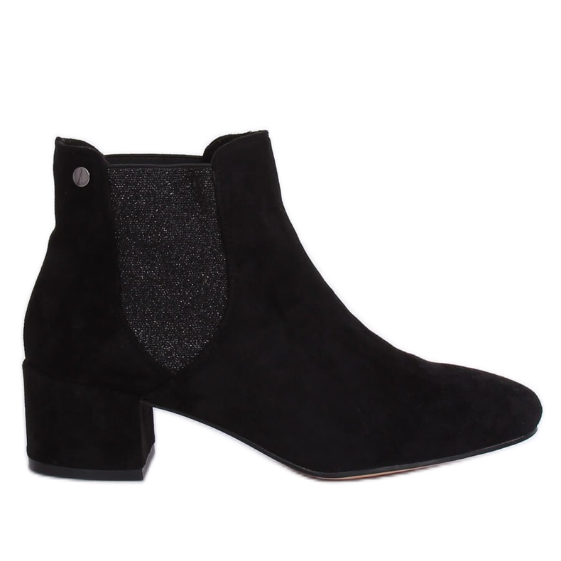 Botines Chelsea negros con tacón ancho B-6858 Negro