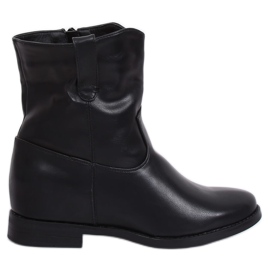 Botas de grano negro con cuña oculta G-7607 Negro amarillo
