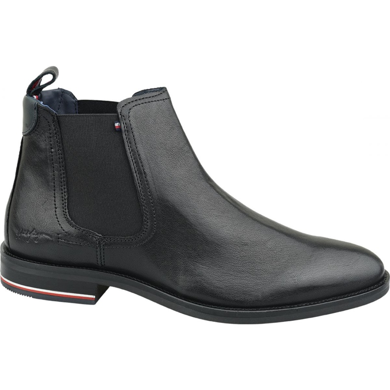 Botines Chelsea de cuero Signature de Tommy Hilfiger M FM0FM02421 990 negro Botines Chelsea de cuero Signature de Tommy Hilfiger M FM0FM02421 990 negro