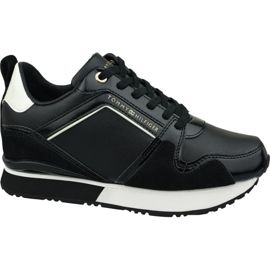 Zapatilla Tommy Hilfiger de piel con cuña W FW0FW04420 990 negro