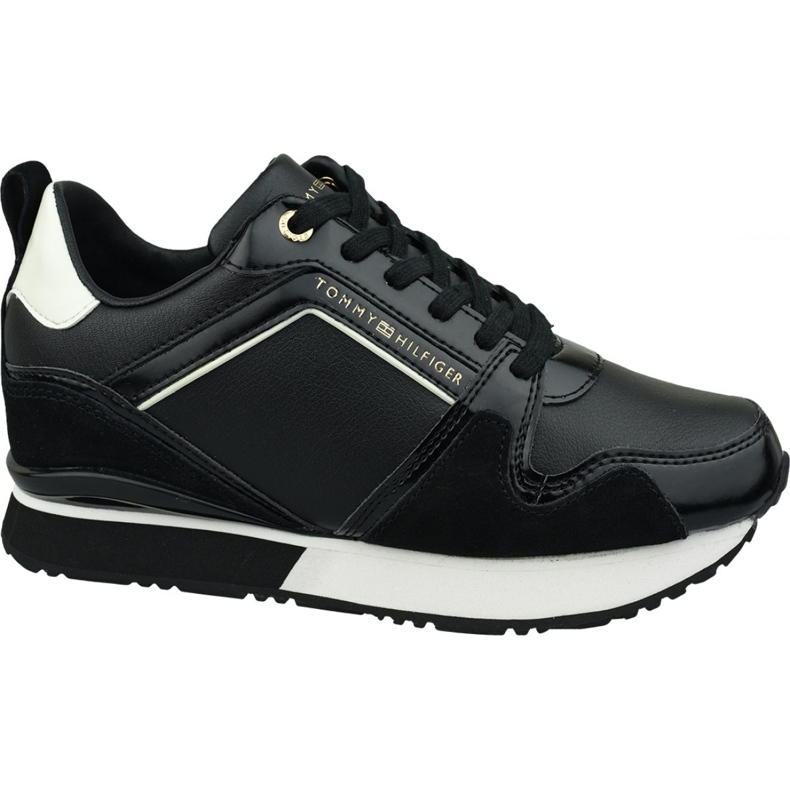Zapatilla Tommy Hilfiger de piel con cuña W FW0FW04420 990 negro