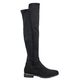 Super Me Botas de gamuza hasta el muslo negro