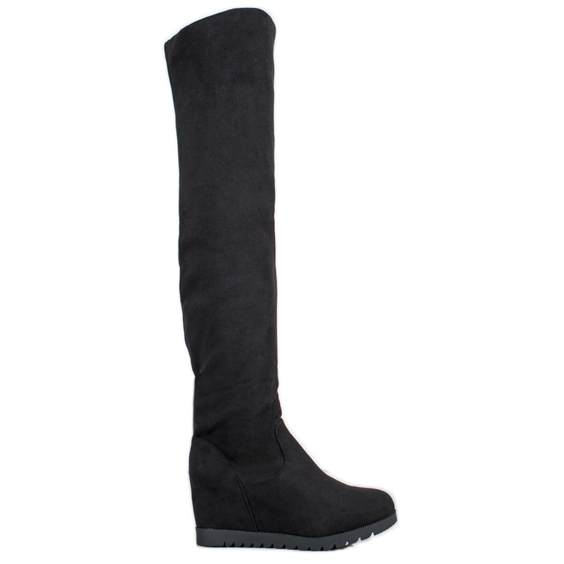 SHELOVET Botas de cuña de ante negro