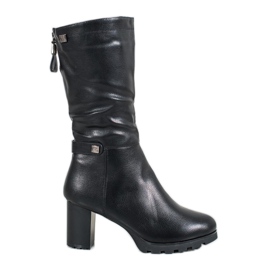 SHELOVET Botas cálidas con cuero ecológico negro