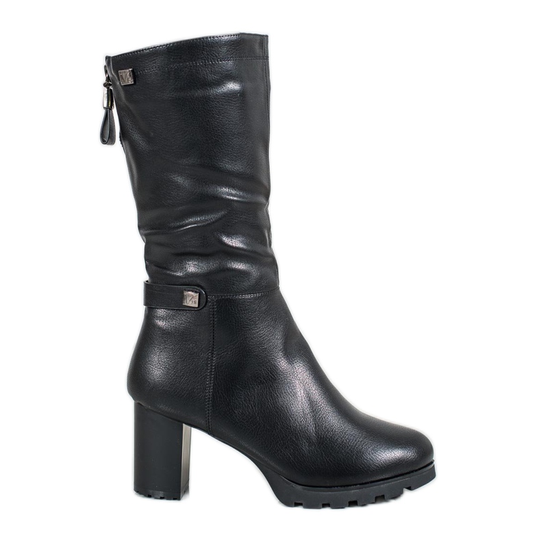 SHELOVET Botas cálidas con cuero ecológico negro