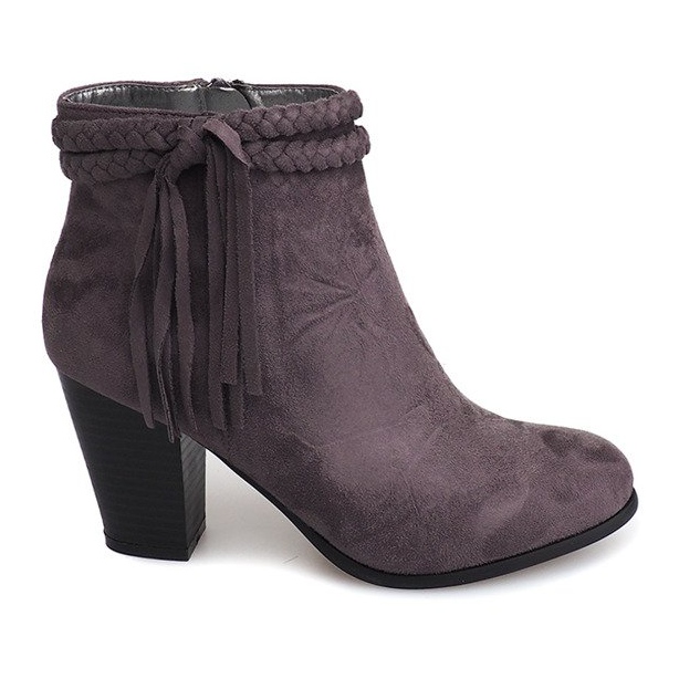 Botines de ante en una barra con flecos B324 Gris