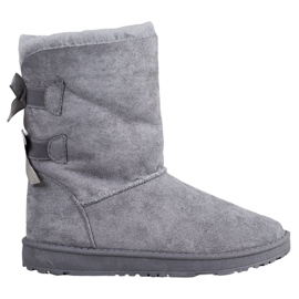 Haver Botas de nieve cálidas con lazos gris
