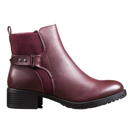 SHELOVET Cómodas botas burdeos rojo