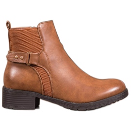 SHELOVET Cómodas botas de camello marrón