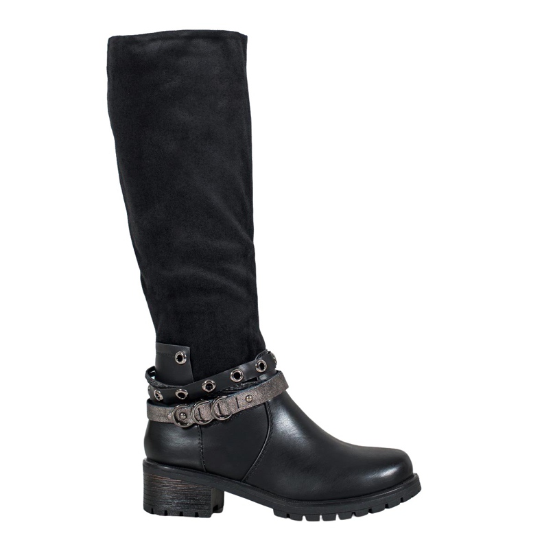 SHELOVET Botas con diamantes de imitación negro