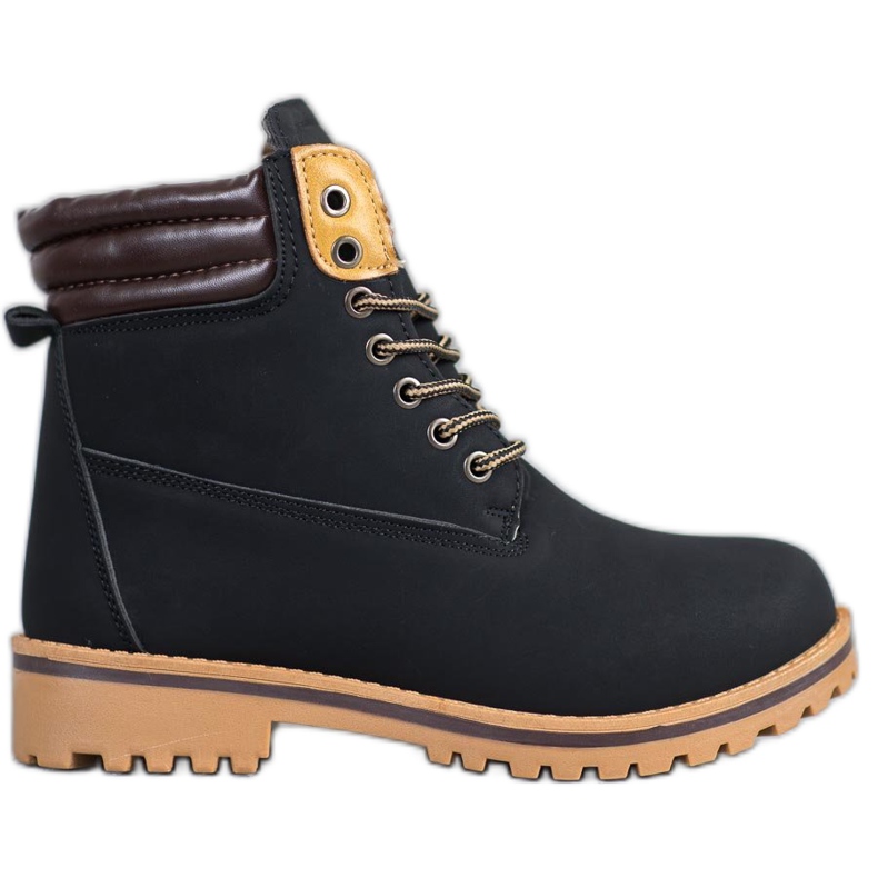 SHELOVET Botas cálidas para caminar en la plataforma negro