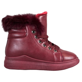 SHELOVET Botines atados con piel rojo